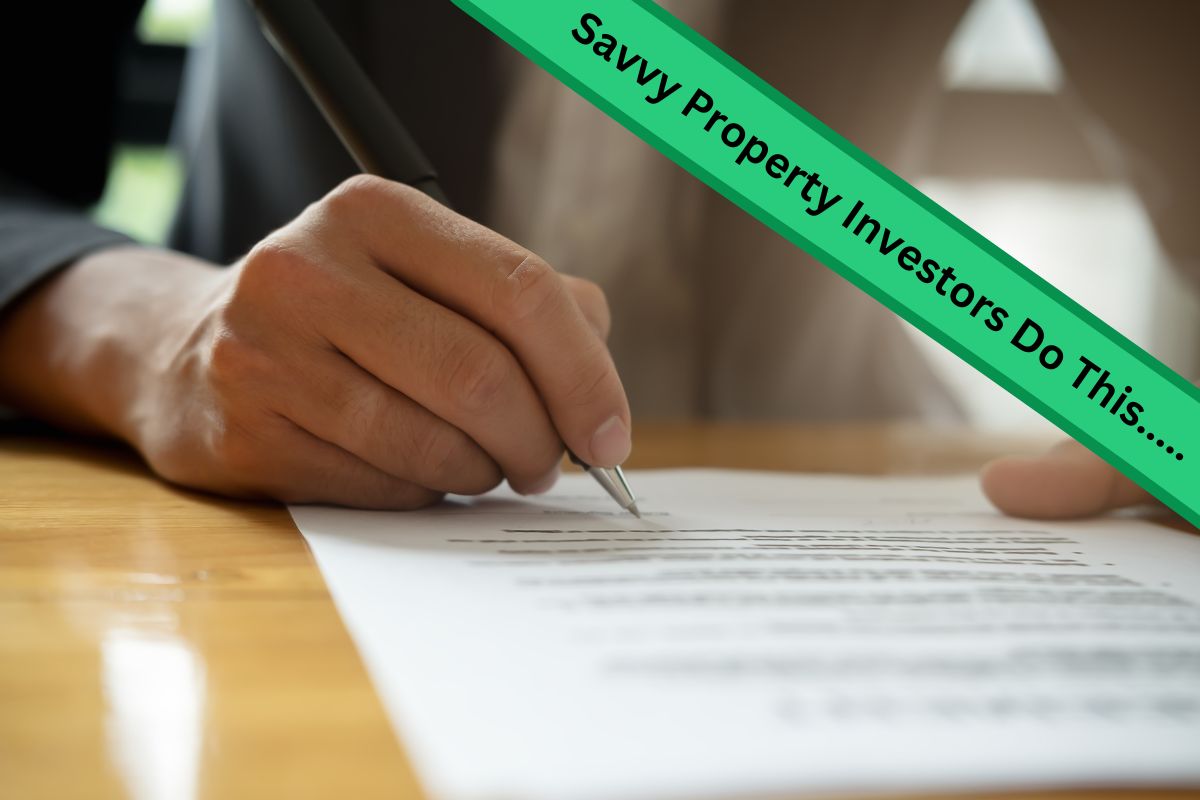 A property investor signing a contract after the property had a pre purchase inspection to identify any damage